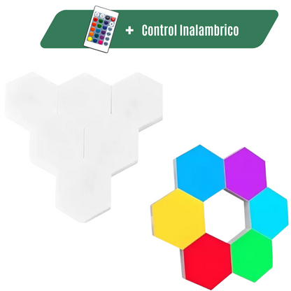 Lámparas LED Hexagonales RGB Táctiles, Inalámbrico y con Control x6