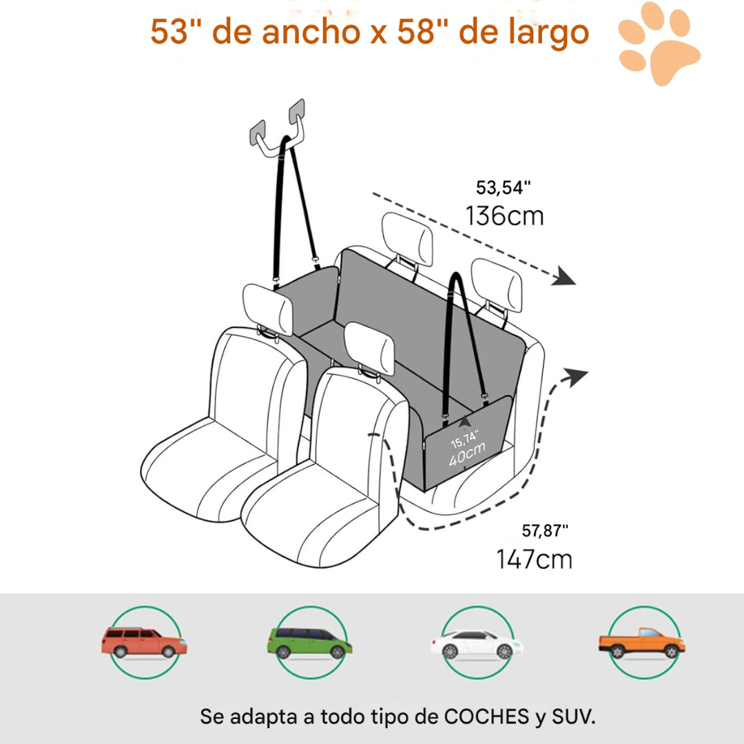 Funda Premium de Asiento de Auto para Mascotas